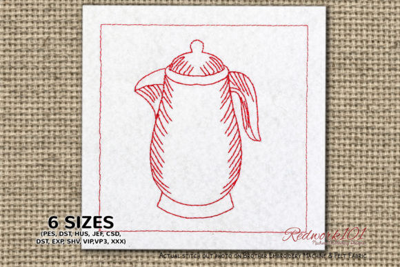 Antique Water Kettle Embroidery Design