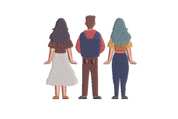 Flat Vector Characters Back View