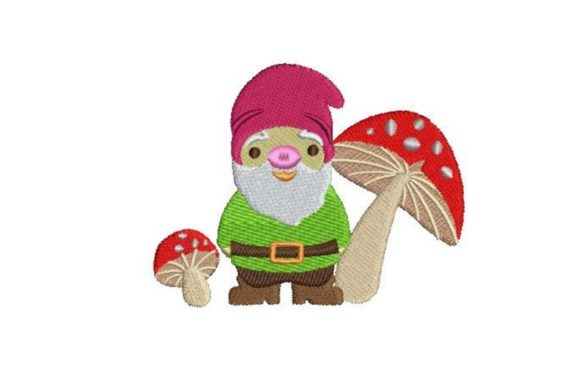 Gnome and Mushrooms: A Garden-Themed Embroidery Design That Delivers