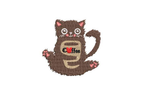 Kitty Holding a Coffee Mug