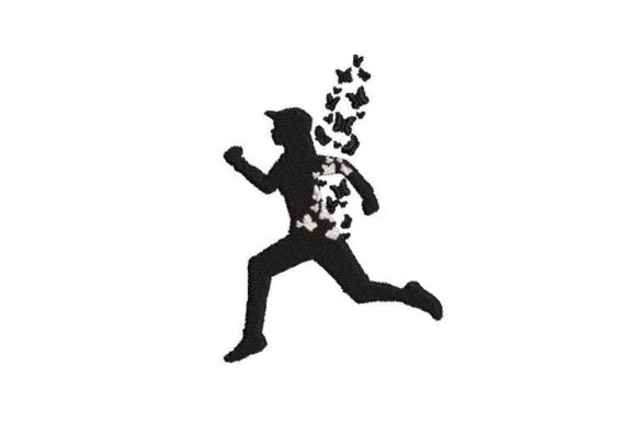 Runner Silhouette with Butterflies