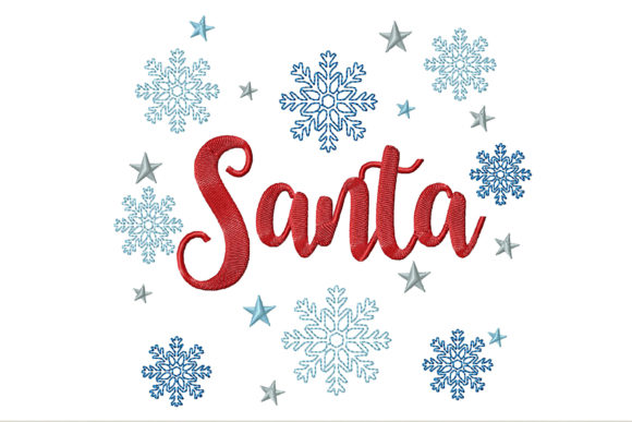 Snowflakes with Stars and Text Santa
