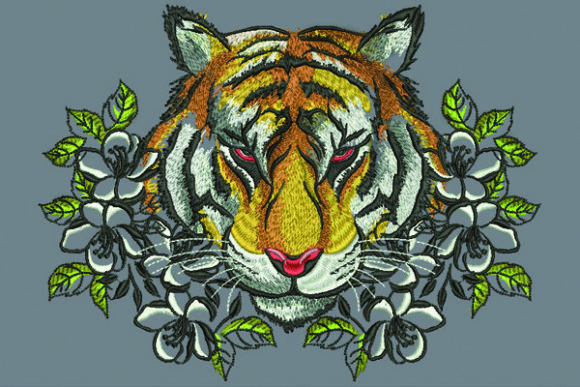 Tiger and Flowers: Bold & Botanical Brand Embroidery